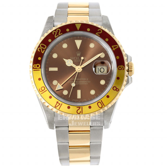 Rolex 16713 Yellow Gold & Steel on Oyster, Brown & Gold Ceramic, Root Beer Brown